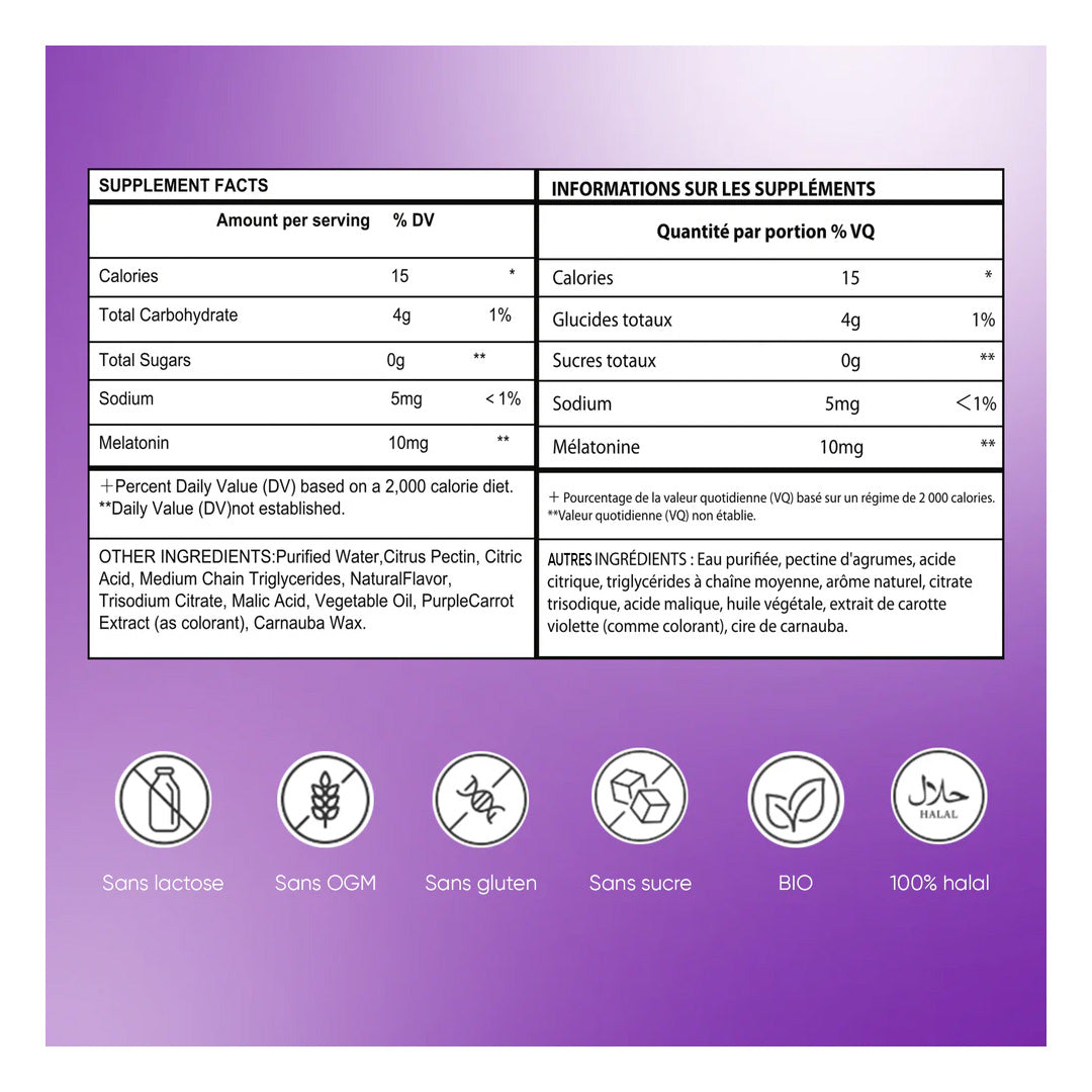 Gummies Sommeil – Alternative Naturelle aux Médicaments pour Dormir, Aide contre les Troubles du Sommeil et l'insomnie