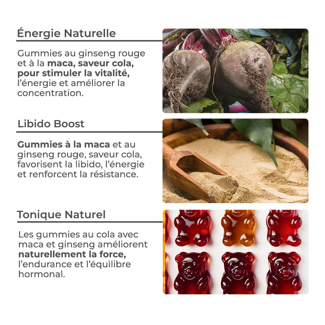 Gomitas de ginseng rojo con MACA en sobre