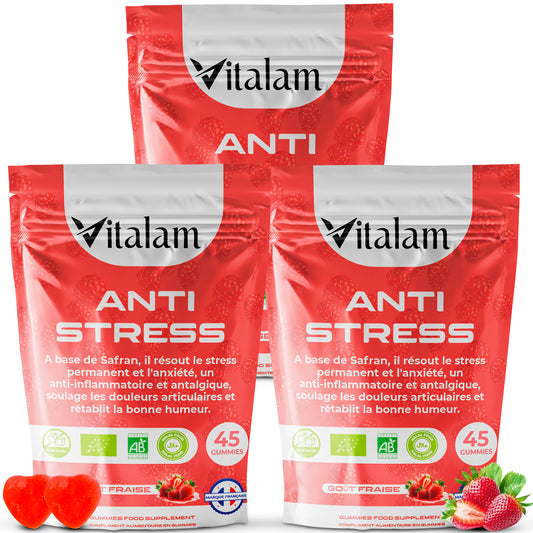 Cure Anti-stress de 2 mois, Lot de 3 sachets - Gummies Anti-stress au safran