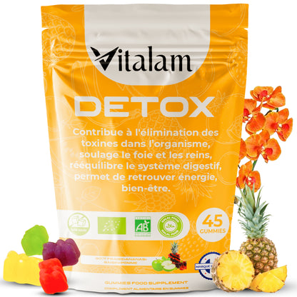 Gummies Detox Curcuma en sachet, Digestion, Detox foie, Elimination Toxines, Draineur, Perte de poids, Bruleur de graisse, Compléments alimentaires