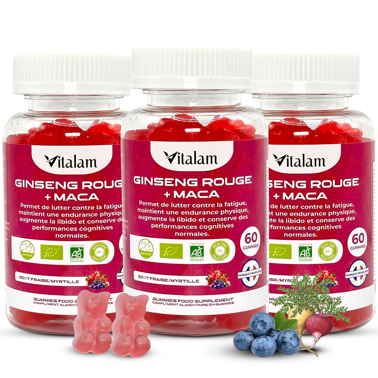Red Ginseng Gummies with Organic Korean Maca | Energy, Strength, Increases Desire and Physical and Mental Performance