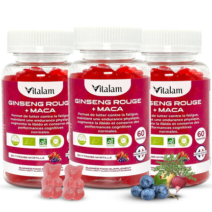 Red Ginseng Gummies with Organic Korean Maca | Energy, Strength, Increases Desire and Physical and Mental Performance