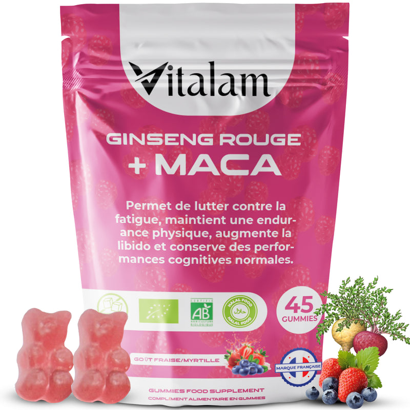 Gummies Ginseng Rouge avec de la Maca jaune BIO de Corée en sachet | viagra homme naturel, Vitamine b12, Energie, Force, Augmente le désir et les performances