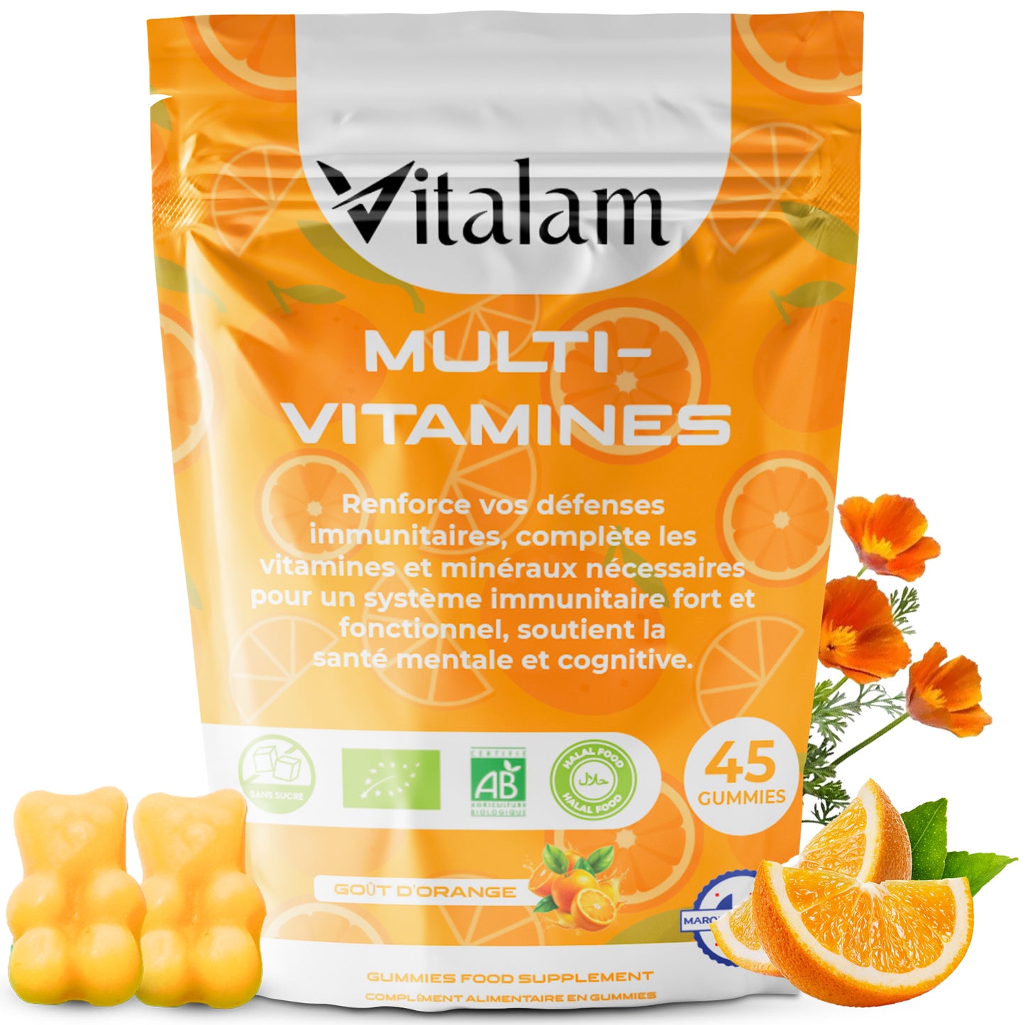 Gummies Multivitamines et Minéraux en sachet, Vitamines A,B,C,D,E,B6,B12 - Vitamines Essentiels pour Adulte & Enfant, Compléments alimentaires