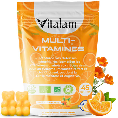 Gummies Multivitamines et Minéraux en sachet, Vitamines A,B,C,D,E,B6,B12 - Vitamines Essentiels pour Adulte & Enfant, Compléments alimentaires
