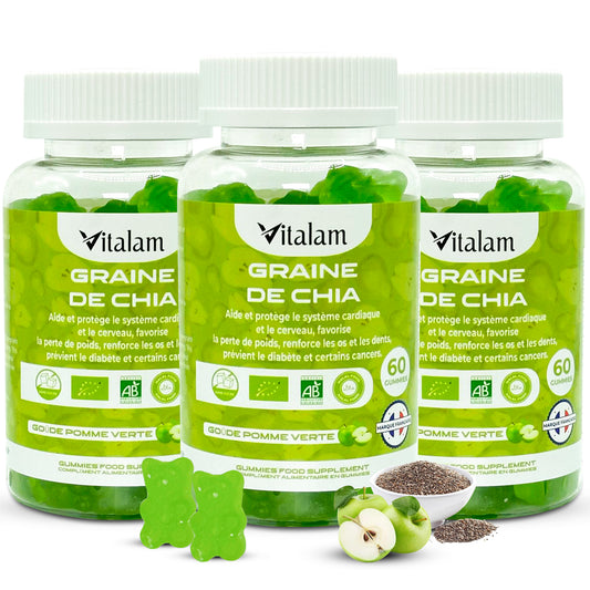 Cure Minceur en 3 mois, Lot de 3 boites - Gummies Graine de chia, Minceur & Perte de Poids et de Tour de taille
