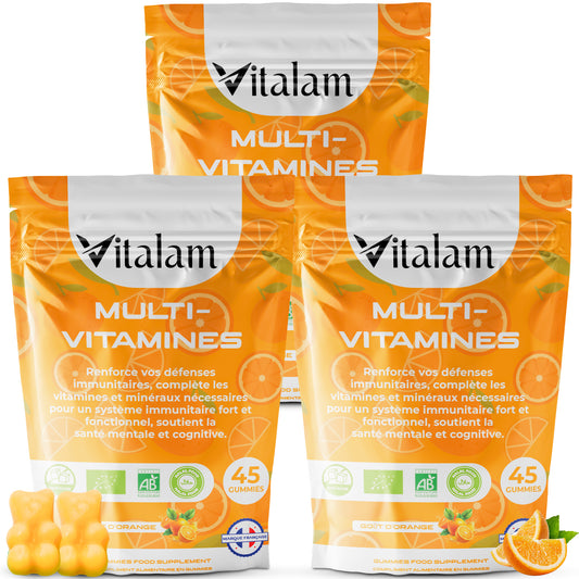 Cure Vitaminé de 2 mois, Lot de 3 sachets - Gummies Multivitamines et Minéraux, Adulte & Enfant