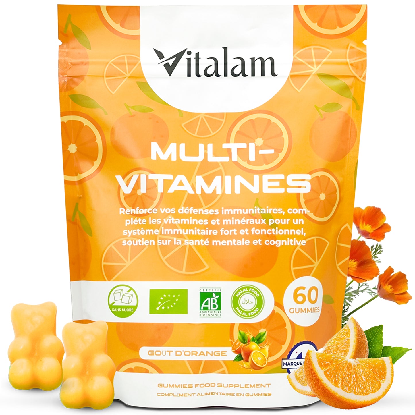 Gummies Multivitamines et Minéraux en sachet, Vitamines A,B,C,D,E,B6,B12 - Vitamines Essentiels pour Adulte & Enfant, Compléments alimentaires