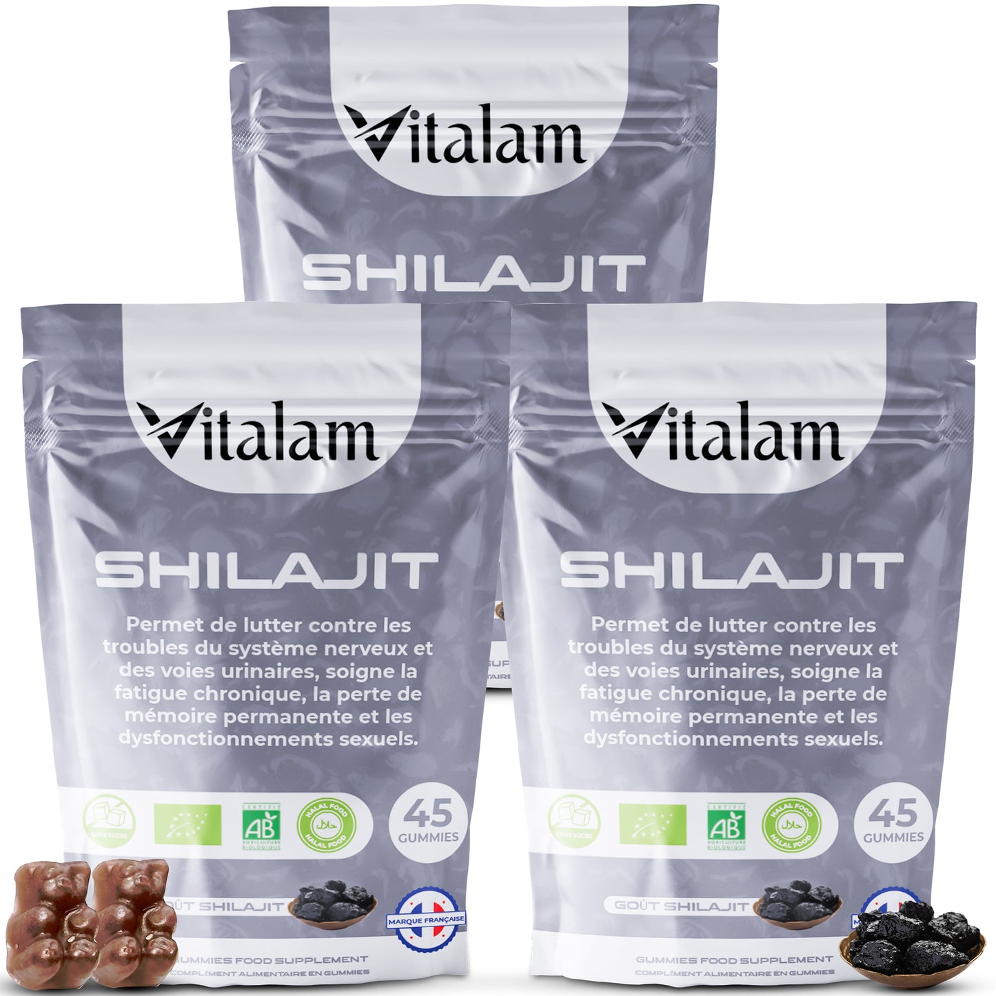 Gomitas de Shilajit puro con fibra dietética en sobre