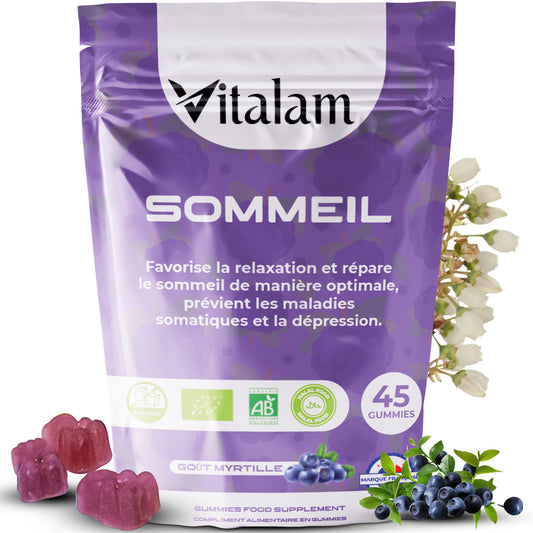 Gummies Sommeil en sachet – Gummies Réparateur sommeil, Aide Naturelle contre les Troubles du Sommeil et l'insomnie, Compléments alimentaires