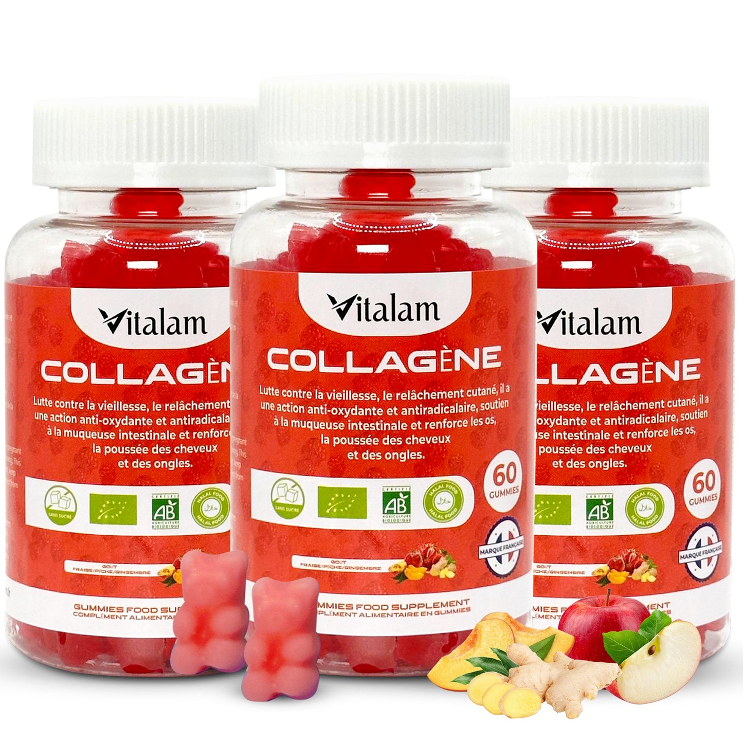 Marine Collagen Gummies, For glowing, clean skin, strengthens bones, nails and hair