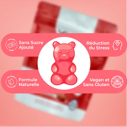 Gummies Anti-stress au safran en sachet, Réduit le stress et l'anxiété, Vitamines B3, B6, B9, B12, Rétablie la bonne humeur