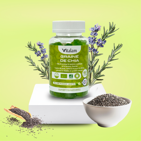 Gummies Graine de chia – Gummies Minceur & Perte de Poids Naturelle, Source de protéines - fibres - OMEGA 3