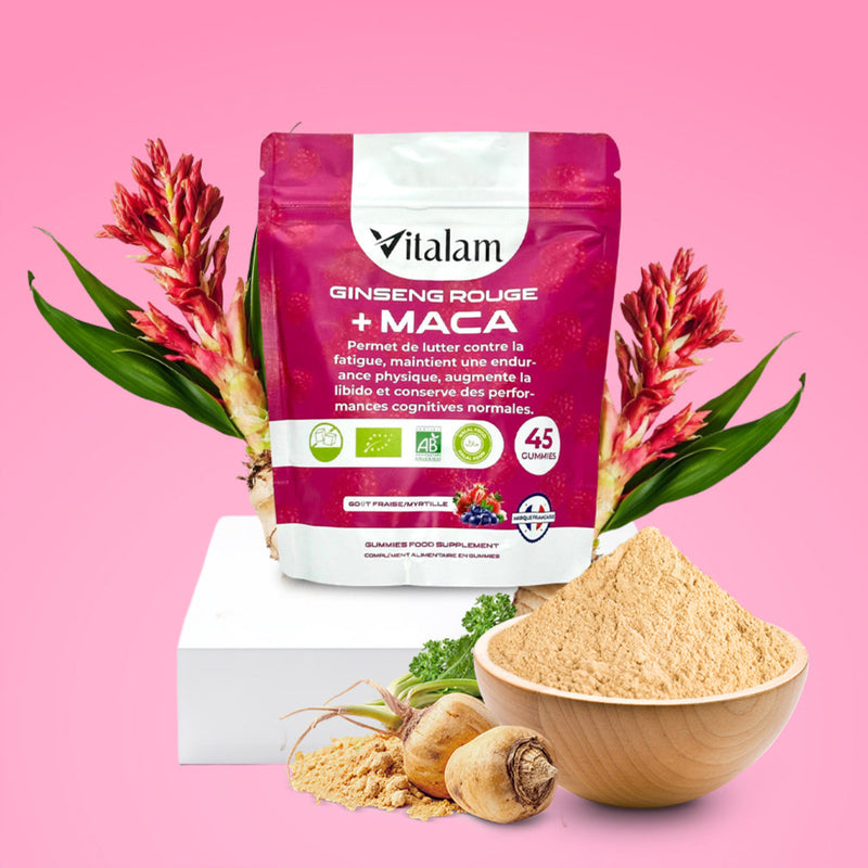 Gummies Ginseng Rouge en sachet avec de la Maca BIO de Corée | Energie, Force, Augmente le desir et les Performances Physiques et Mentales