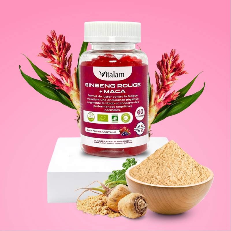 Gummies Ginseng Rouge avec de la Maca BIO de Corée | Energie, Force, Augmente le desir et les Performances Physiques et Mentales