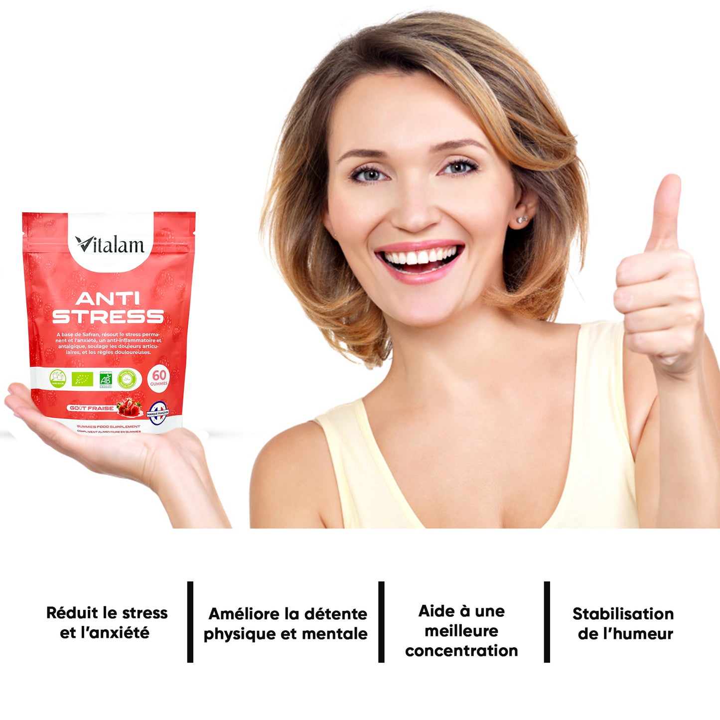 Gummies Anti-Stress au Safran en sachet conçu spécialement pour les professionnels