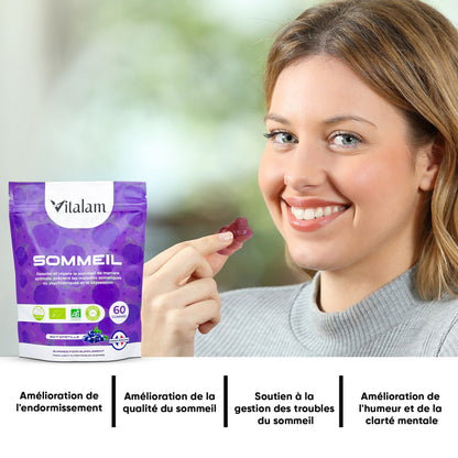Gummies Sommeil en sachet – Alternative Naturelle aux Médicaments pour Dormir, Aide contre les Troubles du Sommeil et l'insomnie