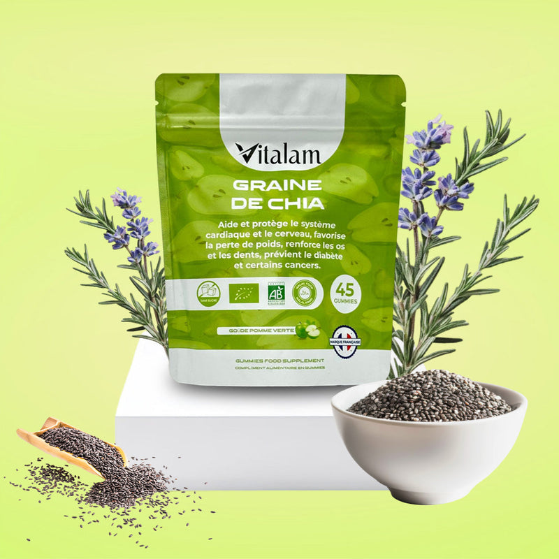 Gummies Graine de chia en sachet – Gummies Minceur & Perte de Poids Naturelle, Source de protéines - fibres - OMEGA 3