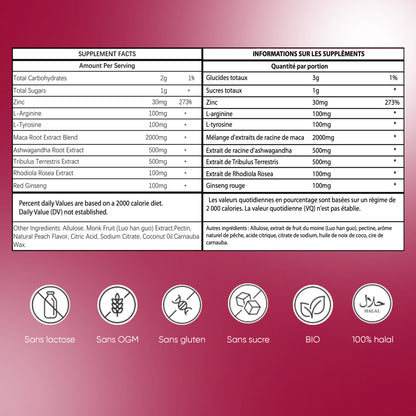 Gummies Ginseng Rouge avec de la Maca BIO de Corée | Energie, Force, Augmente le desir et les Performances Physiques et Mentales