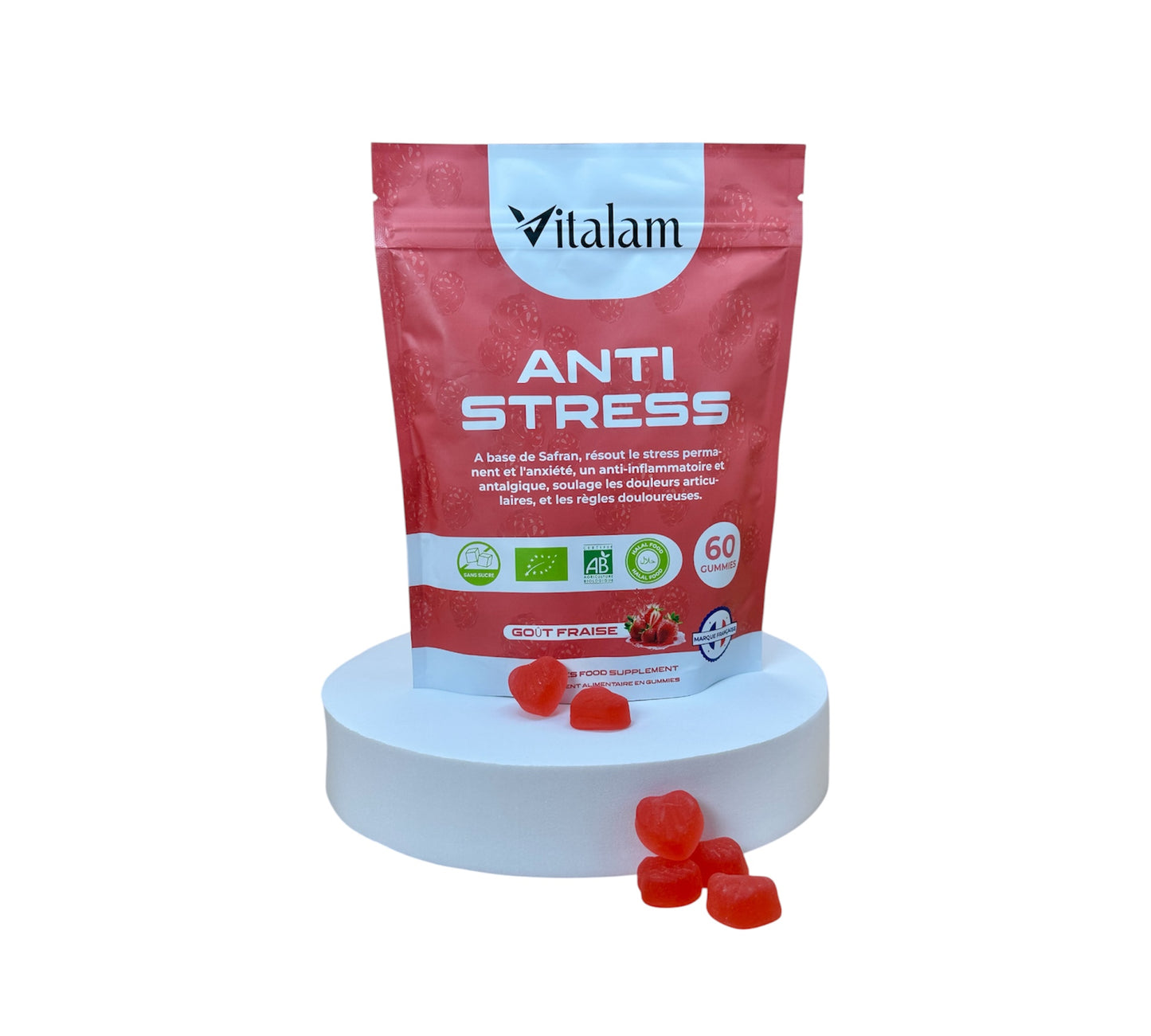 Gummies Anti-Stress au Safran en sachet conçu spécialement pour les professionnels