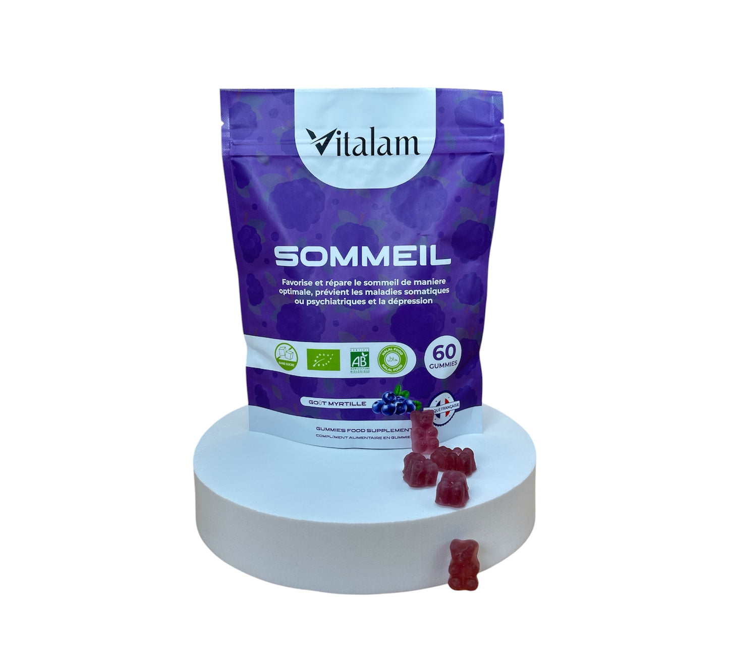 Vitalam Sommeil Gummies, Nuit apaisée sans insomnie, En sachet