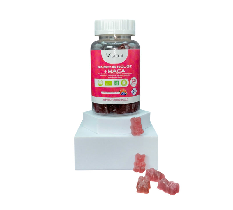 Gummies Ginseng Rouge avec de la Maca, Energie, Force, Augmente le desir